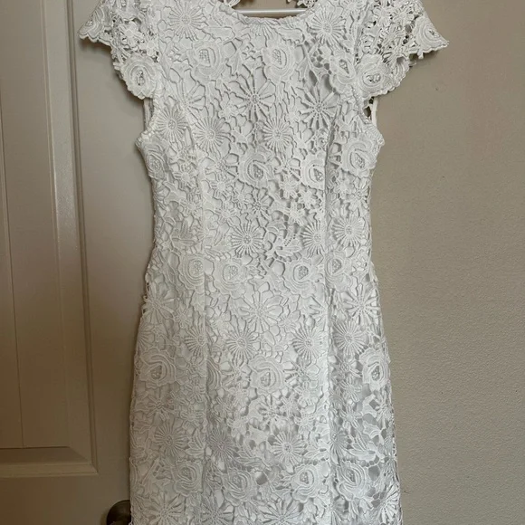Elegant White Lace Dress - Picture 4 of 9